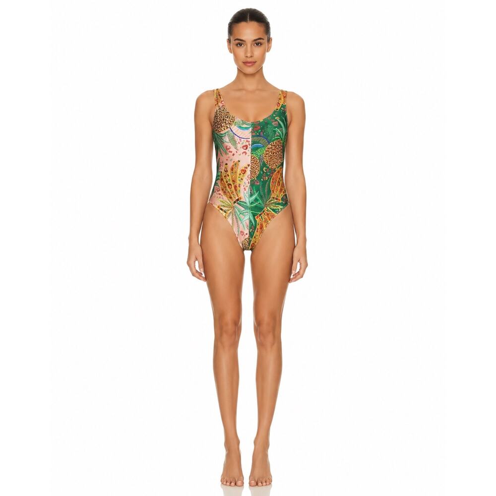 Farm Rio Contrast Mixed Print Pineapple Banana Print One Piece Swimsuit